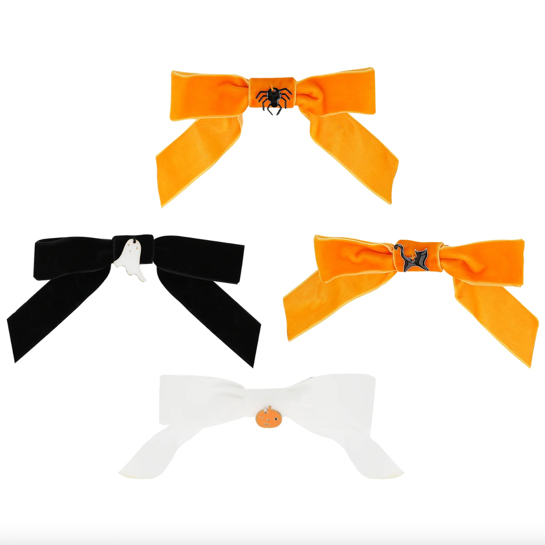 HALLOWEEN VELVET BOW HAIR CLIPS Meri Meri Halloween Costumes Bonjour Fete - Party Supplies