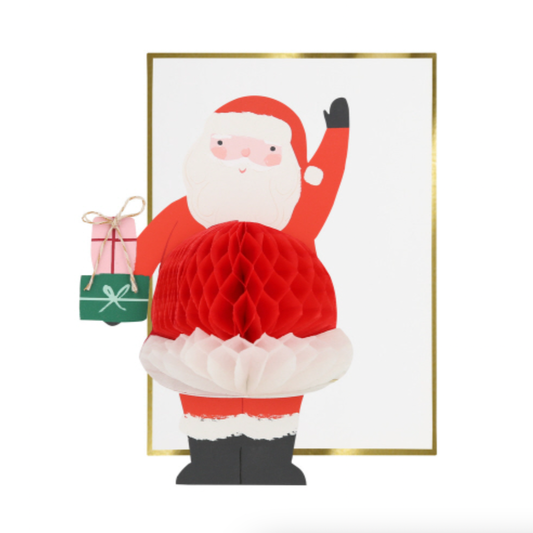 HONEYCOMB SANTA STAND UP CARD Meri Meri Bonjour Fete - Party Supplies