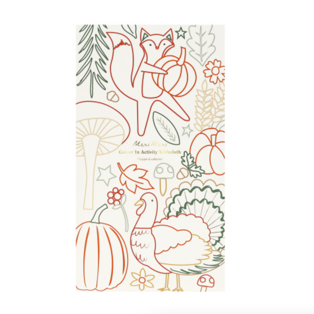 THANKSGIVING COLOR IN ACTIVITY TABLECOVER Mud Pie Arts & Crafts Bonjour Fete - Party Supplies