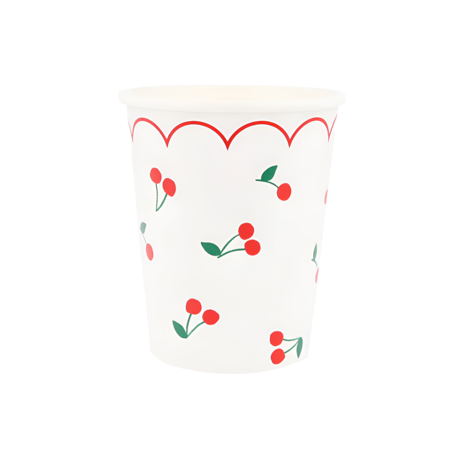 CHERRY PATTERN CUPS Meri Meri Cups CHERRY PATTERN CUPS Bonjour Fete - Party Supplies