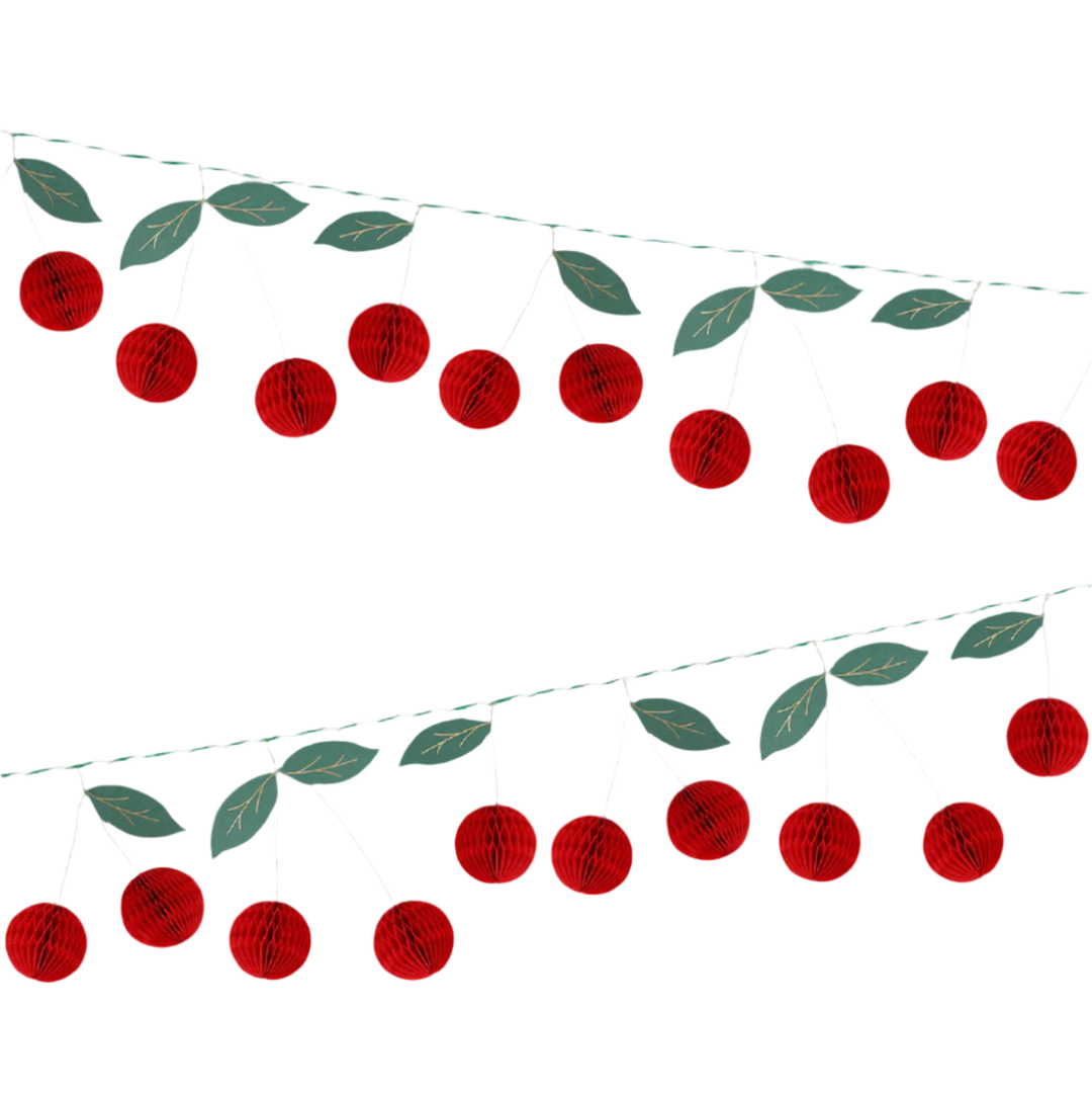CHERRY HONEYCOMB GARLAND Meri Meri Garlands & Banners CHERRY HONEYCOMB GARLAND Bonjour Fete - Party Supplies
