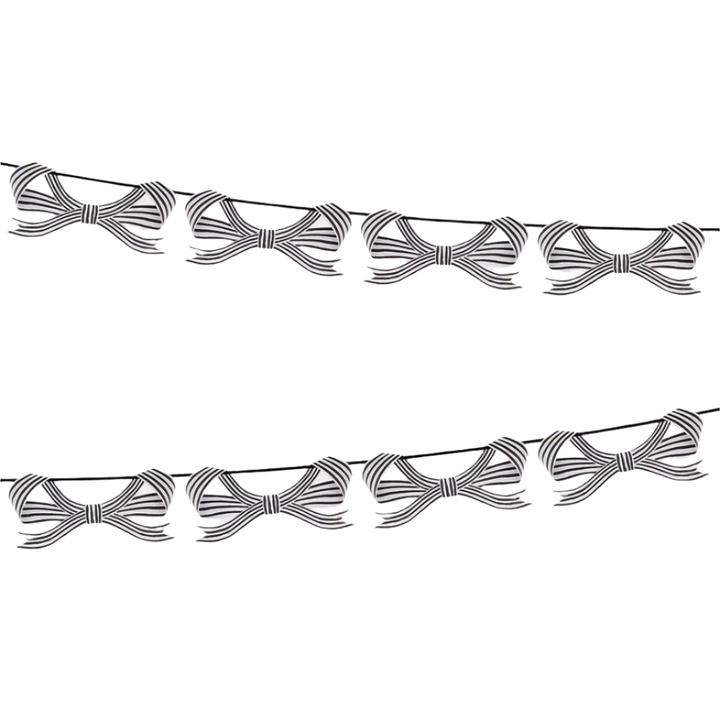 BLACK & WHITE STRIPY BOW GARLAND Meri Meri Halloween Party Decorations BLACK & WHITE STRIPY BOW GARLAND Bonjour Fete - Party Supplies