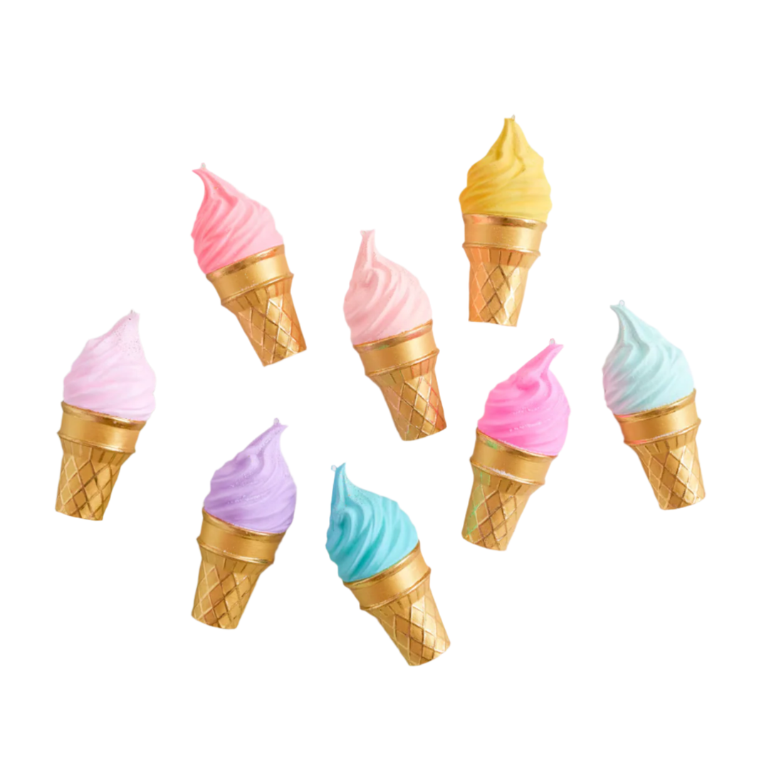 ICE CREAM CONE ORNAMENT BY GLITTERVILLE Glitterville Christmas Ornament ICE CREAM CONE ORNAMENT BY GLITTERVILLE Bonjour Fete - Party Supplies