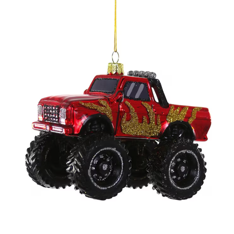 MONSTER TRUCK GLASS ORNAMENT BY CODY FOSTER Cody Foster Co. Christmas Ornament MONSTER TRUCK GLASS ORNAMENT BY CODY FOSTER Bonjour Fete - Party Supplies