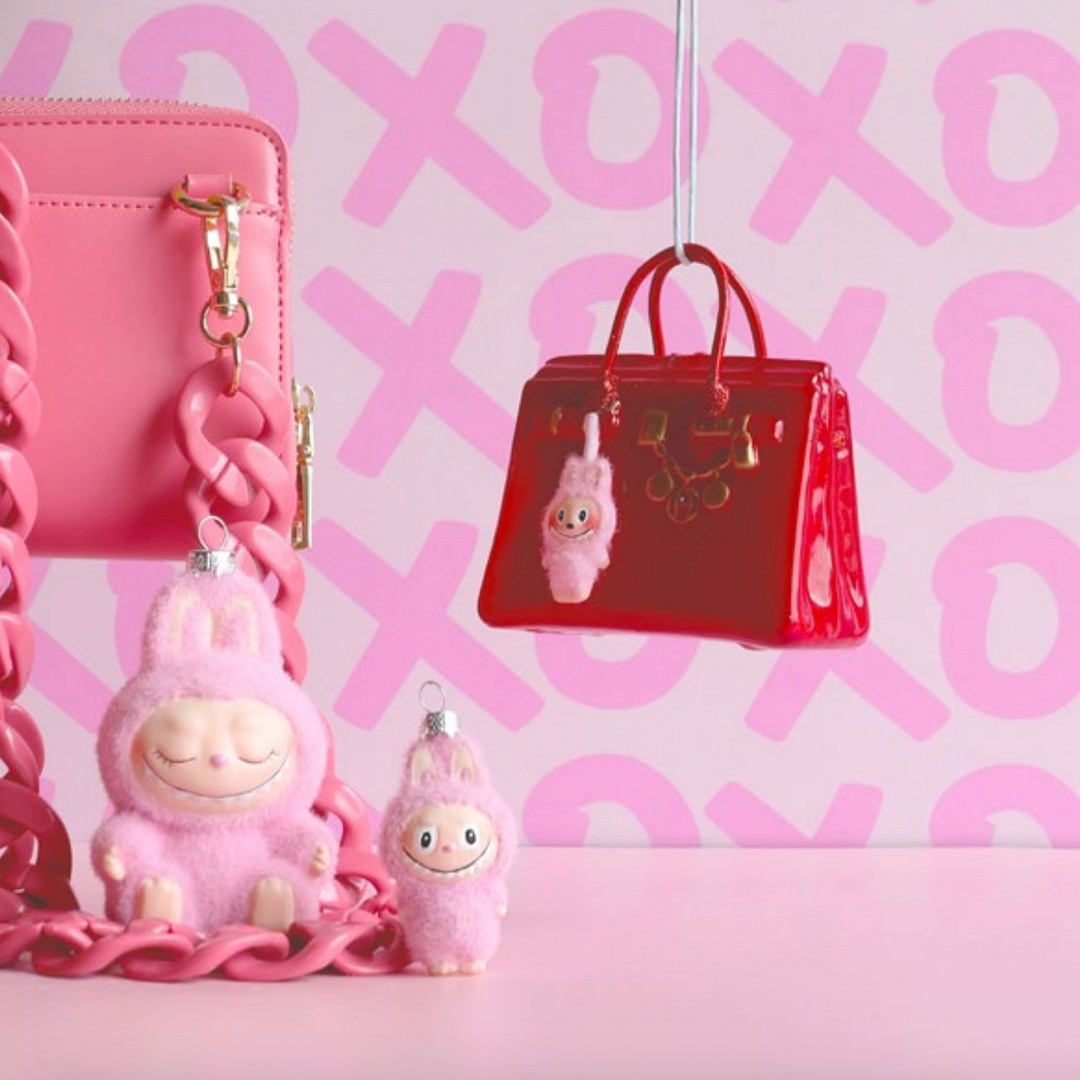 LUXE BAG WITH MONSTER LABUBU GLASS ORNAMENT BY CODY FOSTER Cody Foster Co. Christmas Ornament LUXE BAG WITH MONSTER LABUBU GLASS ORNAMENT BY CODY FOSTER Bonjour Fete - Party Supplies