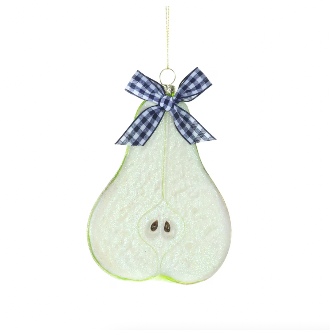 COUNTRY PEAR GLASS ORNAMENT BY CODY FOSTER Cody Foster Co. Christmas Ornament COUNTRY PEAR GLASS ORNAMENT BY CODY FOSTER Bonjour Fete - Party Supplies