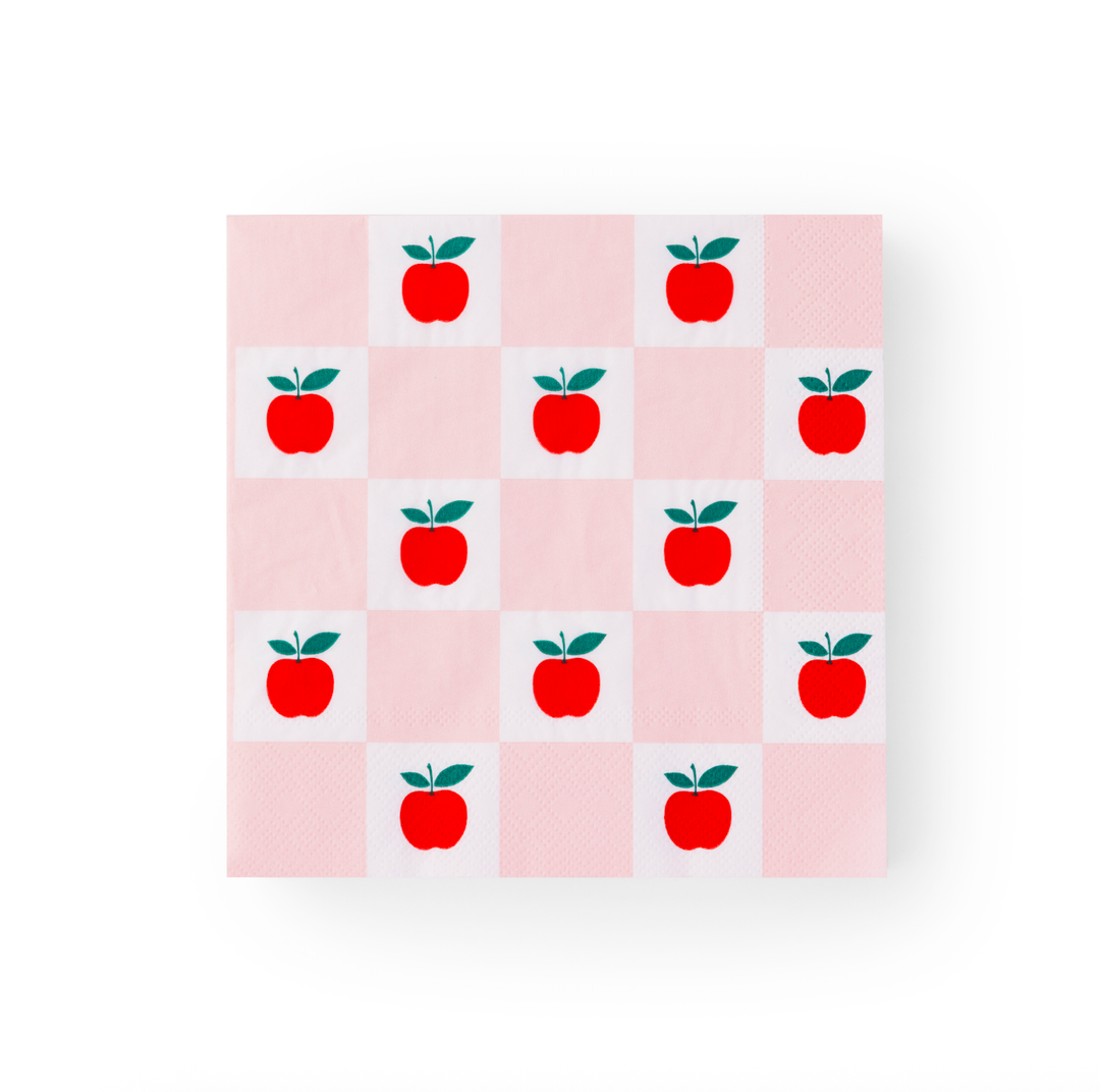 APPLE & PINK CHECKER LARGE NAPKINS Bonjour Fete Napkins APPLE & PINK CHECKER LARGE NAPKINS Bonjour Fete - Party Supplies