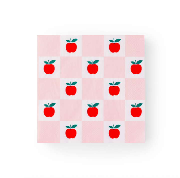 APPLE & PINK CHECKER LARGE NAPKINS Bonjour Fete Napkins APPLE & PINK CHECKER LARGE NAPKINS Bonjour Fete - Party Supplies