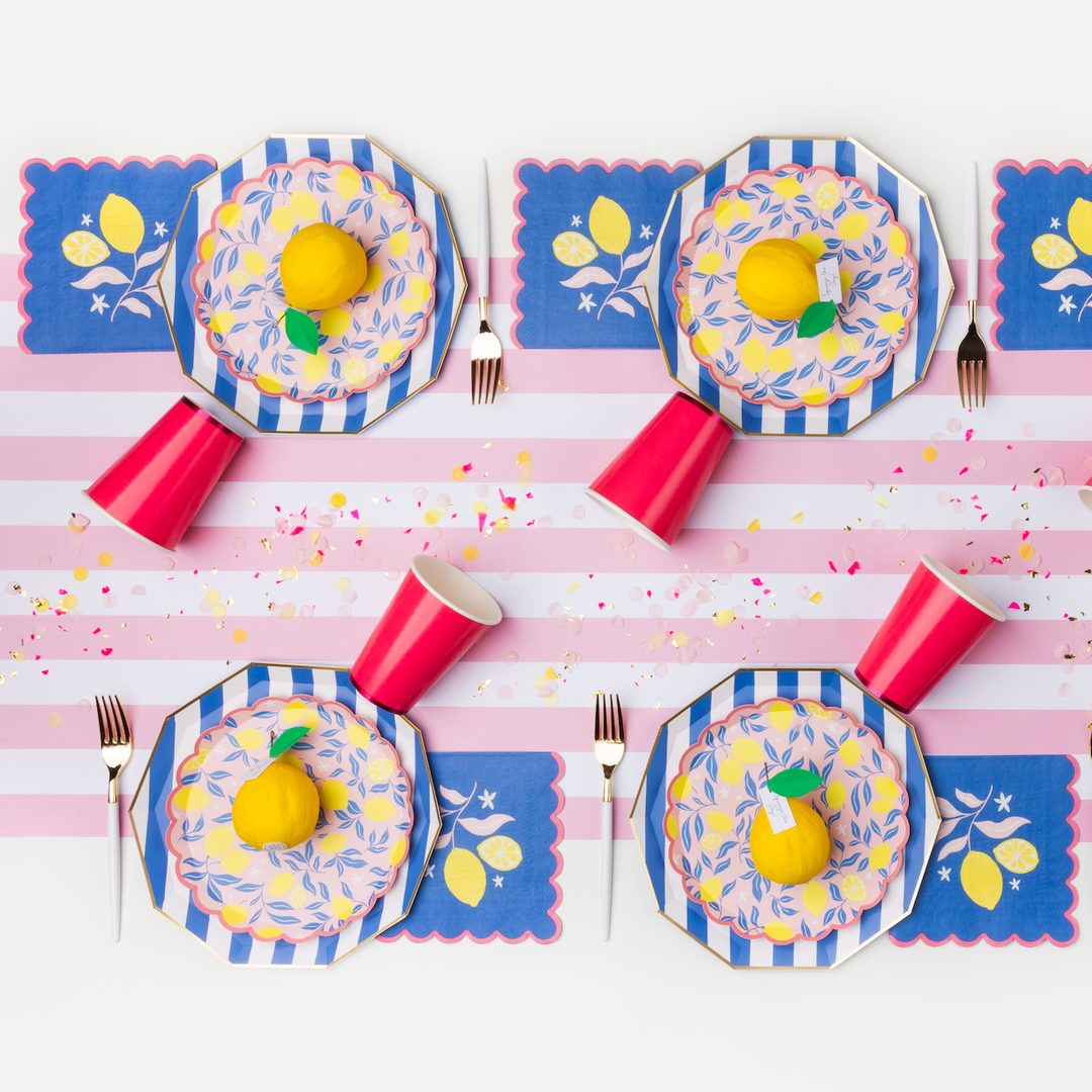 PETAL PINK SIGNATURE CABANA STRIPE TABLE RUNNER Bonjour Fête Table Covers & Placemats PETAL PINK SIGNATURE CABANA STRIPE TABLE RUNNER Bonjour Fete - Party Supplies