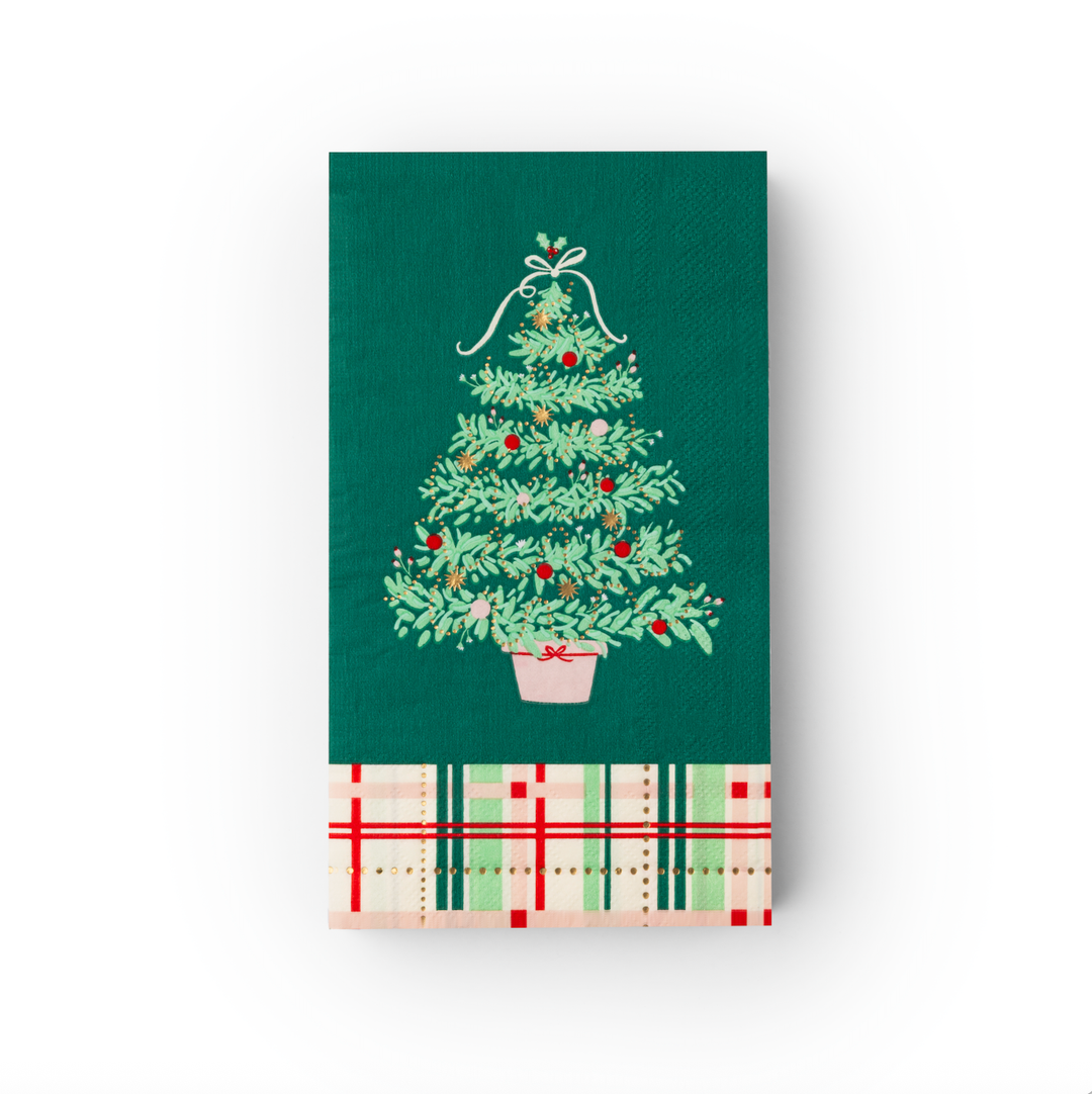 CHRISTMAS TREE PLAID GUEST TOWELS Bonjour Fete Napkins CHRISTMAS TREE PLAID GUEST TOWELS Bonjour Fete - Party Supplies