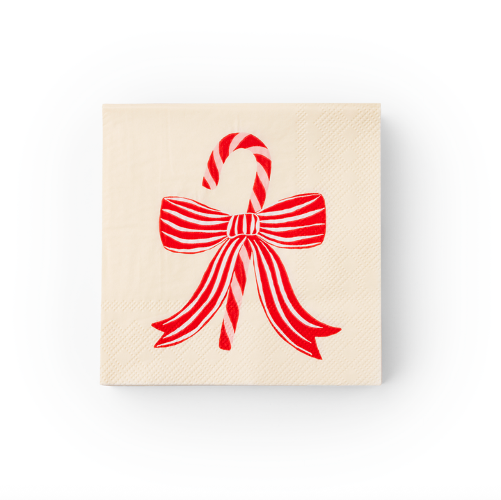 PEPPERMINT BOW COCKTAIL NAPKINS Bonjour Fete Napkins PEPPERMINT BOW COCKTAIL NAPKINS Bonjour Fete - Party Supplies