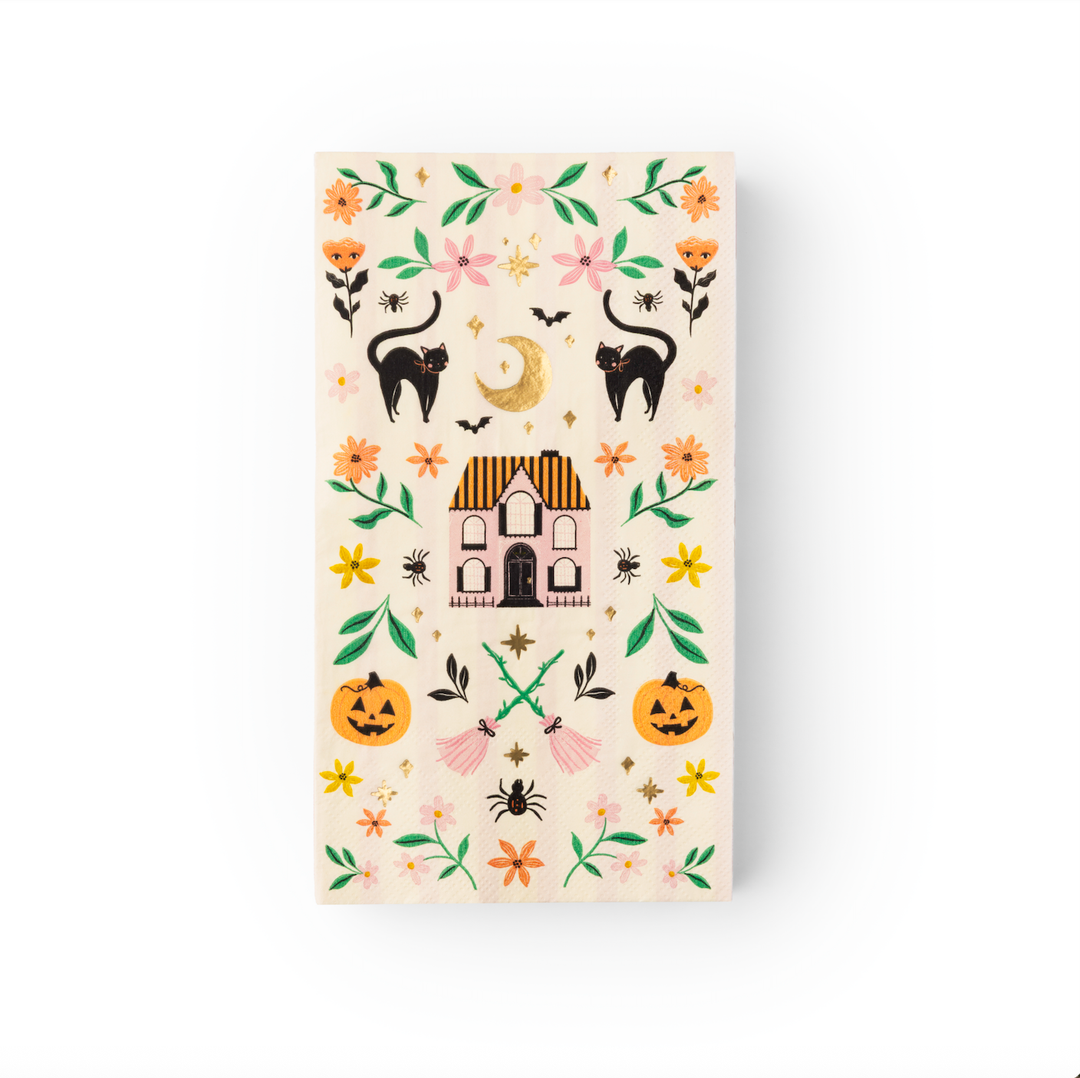 PINK HAUNTED HOUSE COTTAGECORE GUEST TOWELS Bonjour Fete Napkins PINK HAUNTED HOUSE COTTAGECORE GUEST TOWELS Bonjour Fete - Party Supplies