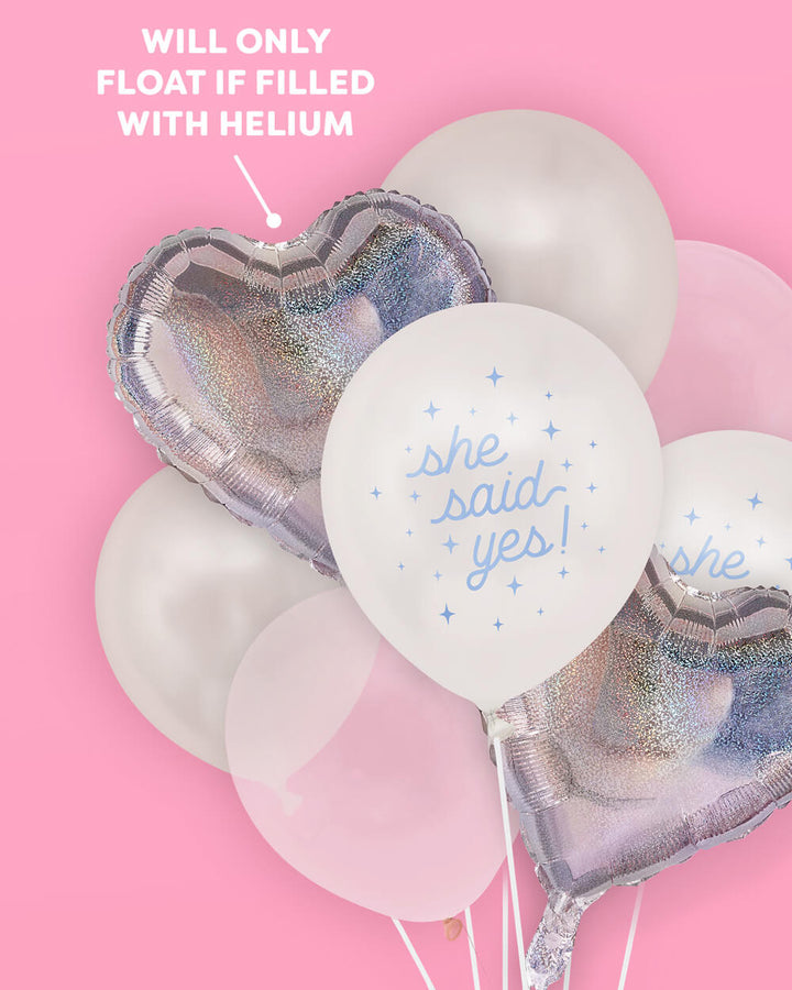 Engagement balloons styled as a backdrop