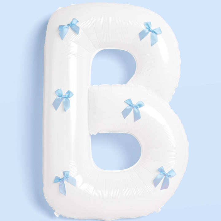 XL Bride + Bows Balloons - 40" white balloons + blue bows xo, Fetti Balloons XL Bride + Bows Balloons - 40" white balloons + blue bows Bonjour Fete - Party Supplies