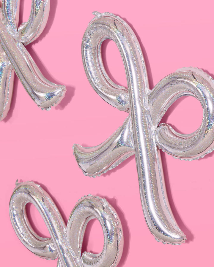 Iridescent bow balloon close up