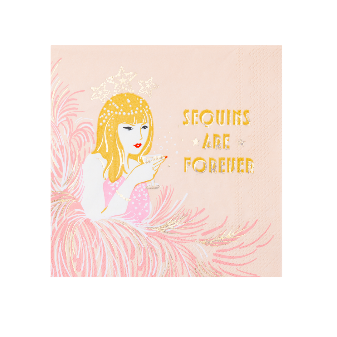 SEQUIN SHOWGIRL LARGE NAPKINS Bonjour Fete Napkins SEQUIN SHOWGIRL LARGE NAPKINS Bonjour Fete - Party Supplies