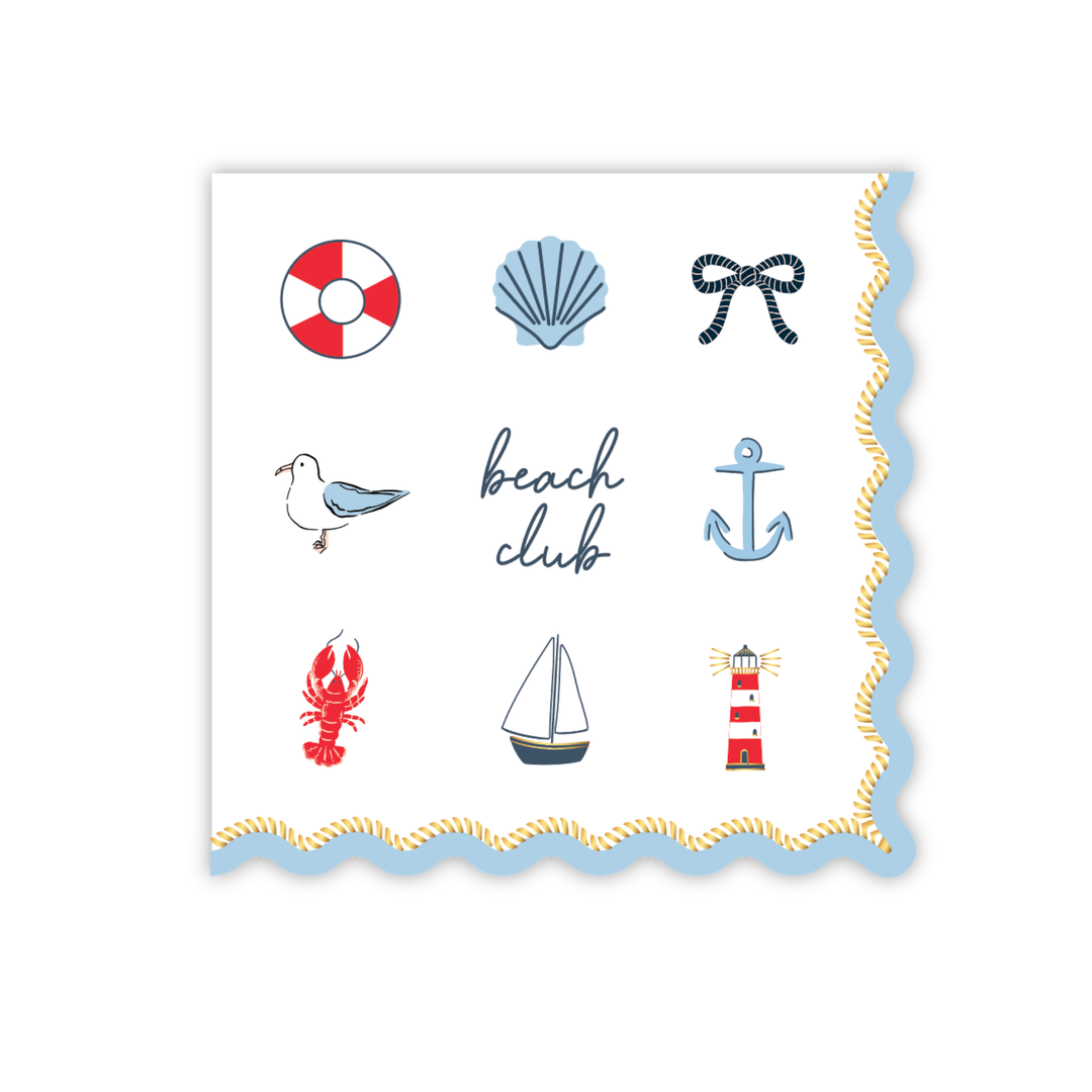 SET SAIL BEACH CLUB COCKTAIL NAPKINS Bonjour Fete Napkins SET SAIL BEACH CLUB COCKTAIL NAPKINS Bonjour Fete - Party Supplies