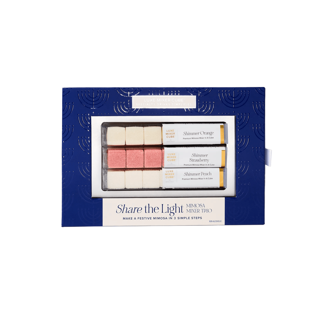 Share the Light mimosa mixer cubes box in shimmer peach, strawberry, and orange