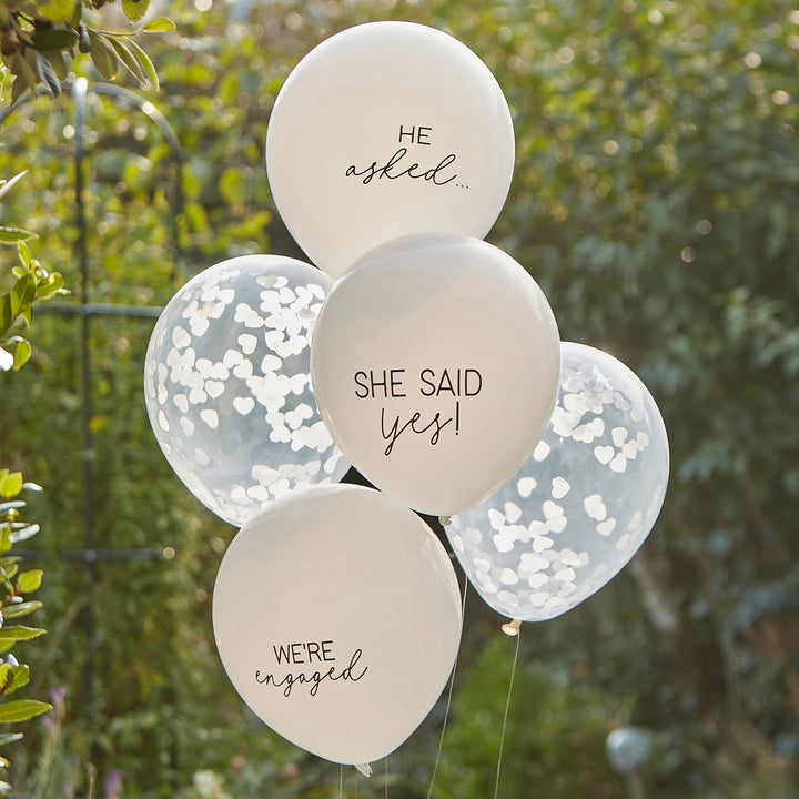 SHE SAID YES CONFETTI ENGAGEMENT BALLOON BUNDLE Ginger Ray UK Bonjour Fete - Party Supplies