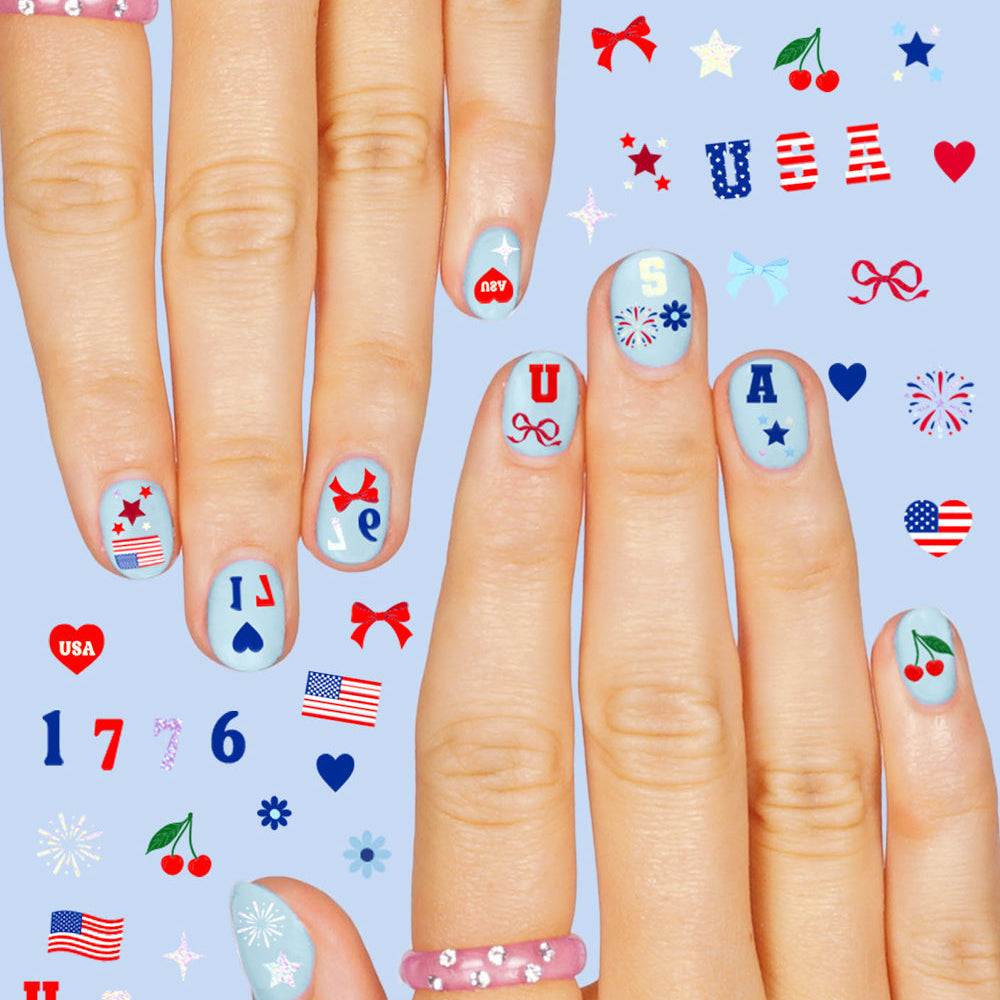 America 250 Nail Stickers - 250 nail stickers xo, Fetti nail stickers America 250 Nail Stickers - 250 nail stickers Bonjour Fete - Party Supplies