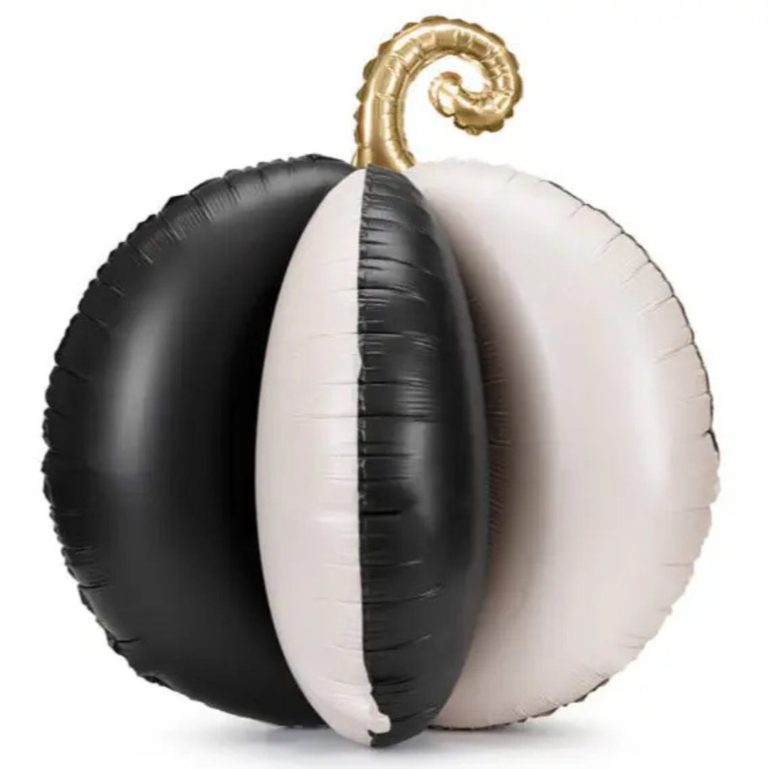 STANDING BLACK & WHITE 3D PUMPKIN FOIL BALLOON Party Deco Balloon STANDING BLACK & WHITE 3D PUMPKIN FOIL BALLOON Bonjour Fete - Party Supplies