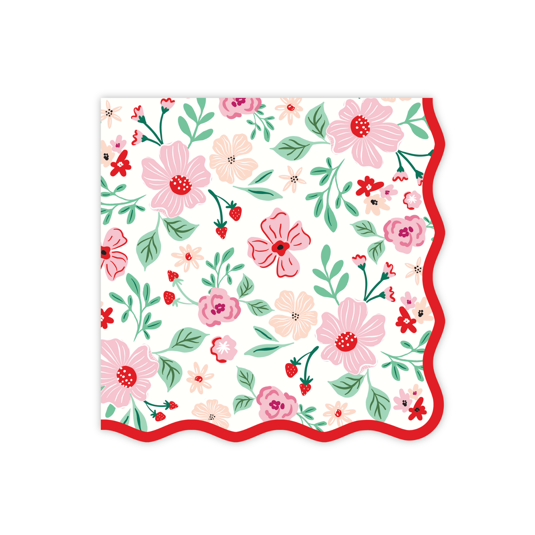 PINK & RED FLORAL DINNER NAPKINS Bonjour Fete Napkins PINK & RED FLORAL DINNER NAPKINS Bonjour Fete - Party Supplies