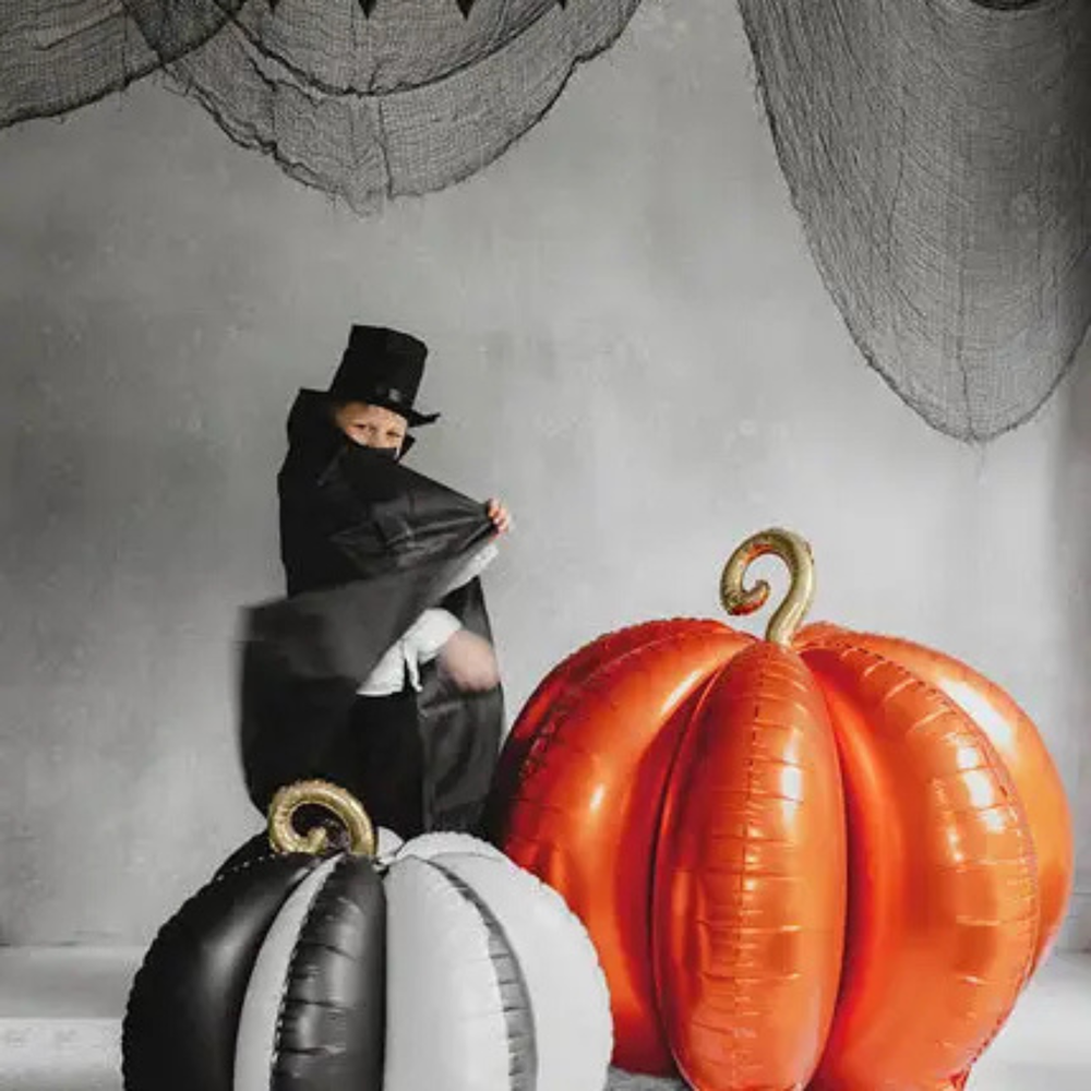 STANDING BLACK & WHITE 3D PUMPKIN FOIL BALLOON Party Deco Balloon STANDING BLACK & WHITE 3D PUMPKIN FOIL BALLOON Bonjour Fete - Party Supplies