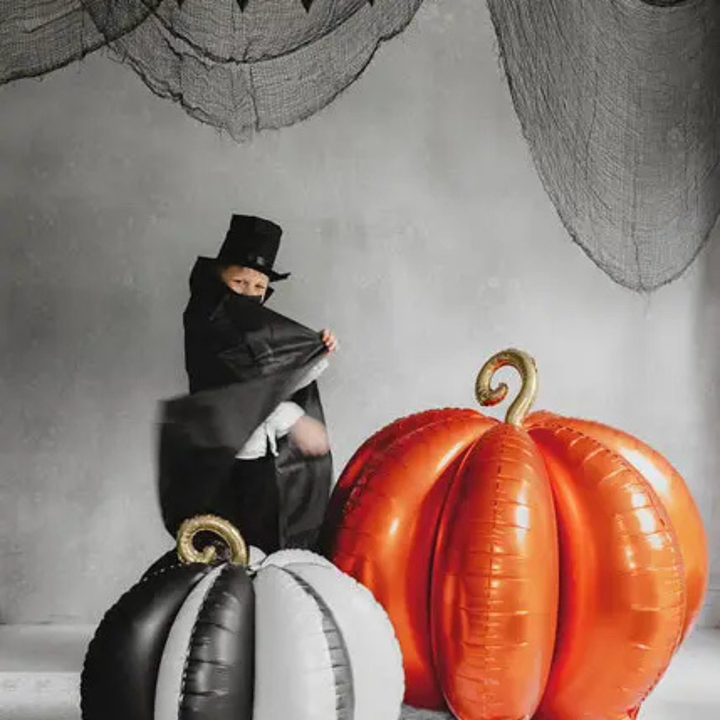 STANDING BLACK & WHITE 3D PUMPKIN FOIL BALLOON Party Deco Balloon STANDING BLACK & WHITE 3D PUMPKIN FOIL BALLOON Bonjour Fete - Party Supplies