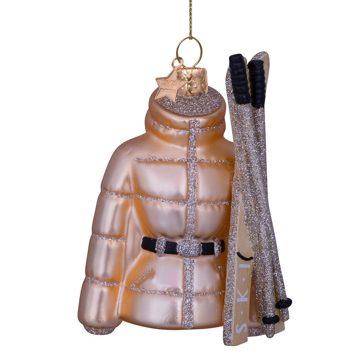 GOLD SKI JACKET GLASS ORNAMENT Vondels Bonjour Fete - Party Supplies