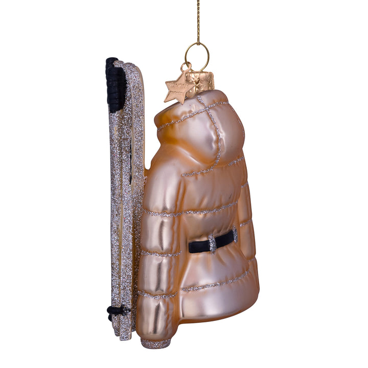 GOLD SKI JACKET GLASS ORNAMENT Vondels Bonjour Fete - Party Supplies