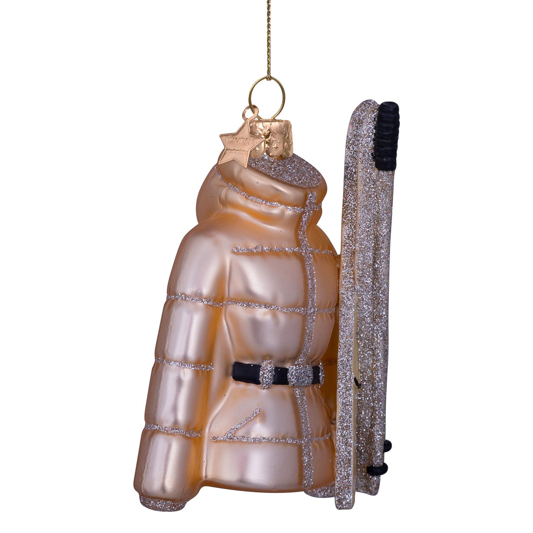 GOLD SKI JACKET GLASS ORNAMENT Vondels Bonjour Fete - Party Supplies