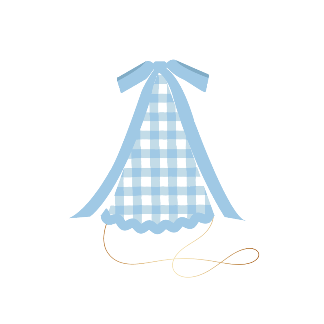 Sky blue gingham party hats for a birthday party