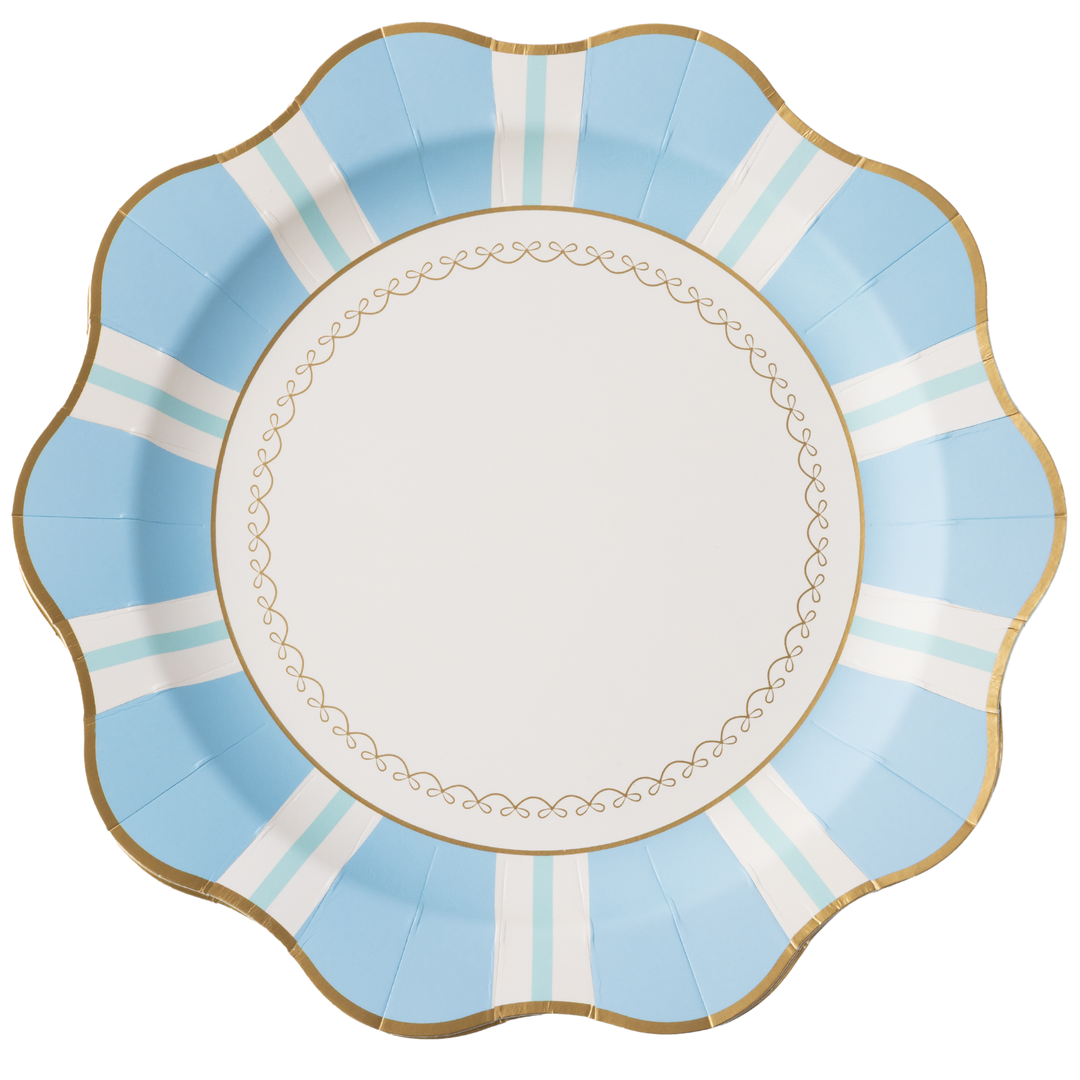 SKY BLUE REGENCY STRIPE DINNER PLATES Bonjour Fete Plates SKY BLUE REGENCY STRIPE DINNER PLATES Bonjour Fete - Party Supplies