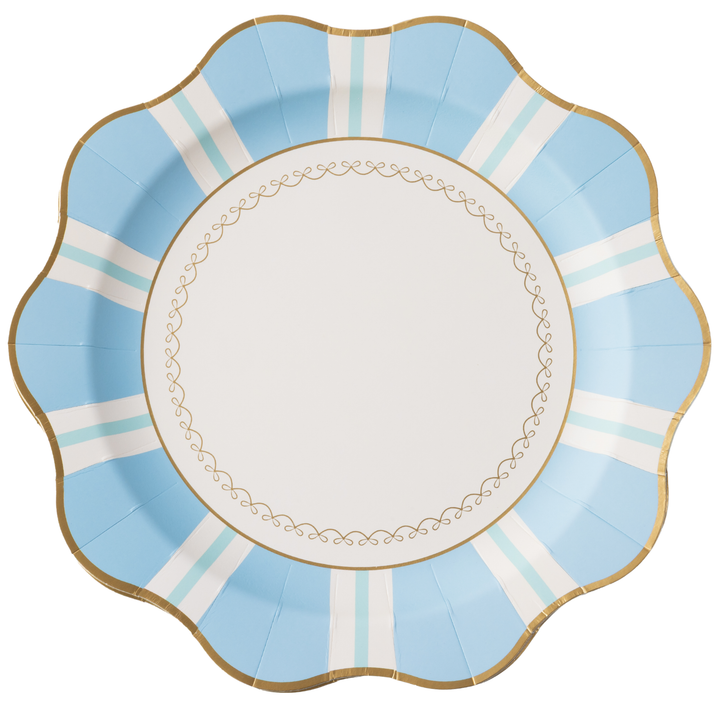 SKY BLUE REGENCY STRIPE DINNER PLATES Bonjour Fete Plates SKY BLUE REGENCY STRIPE DINNER PLATES Bonjour Fete - Party Supplies