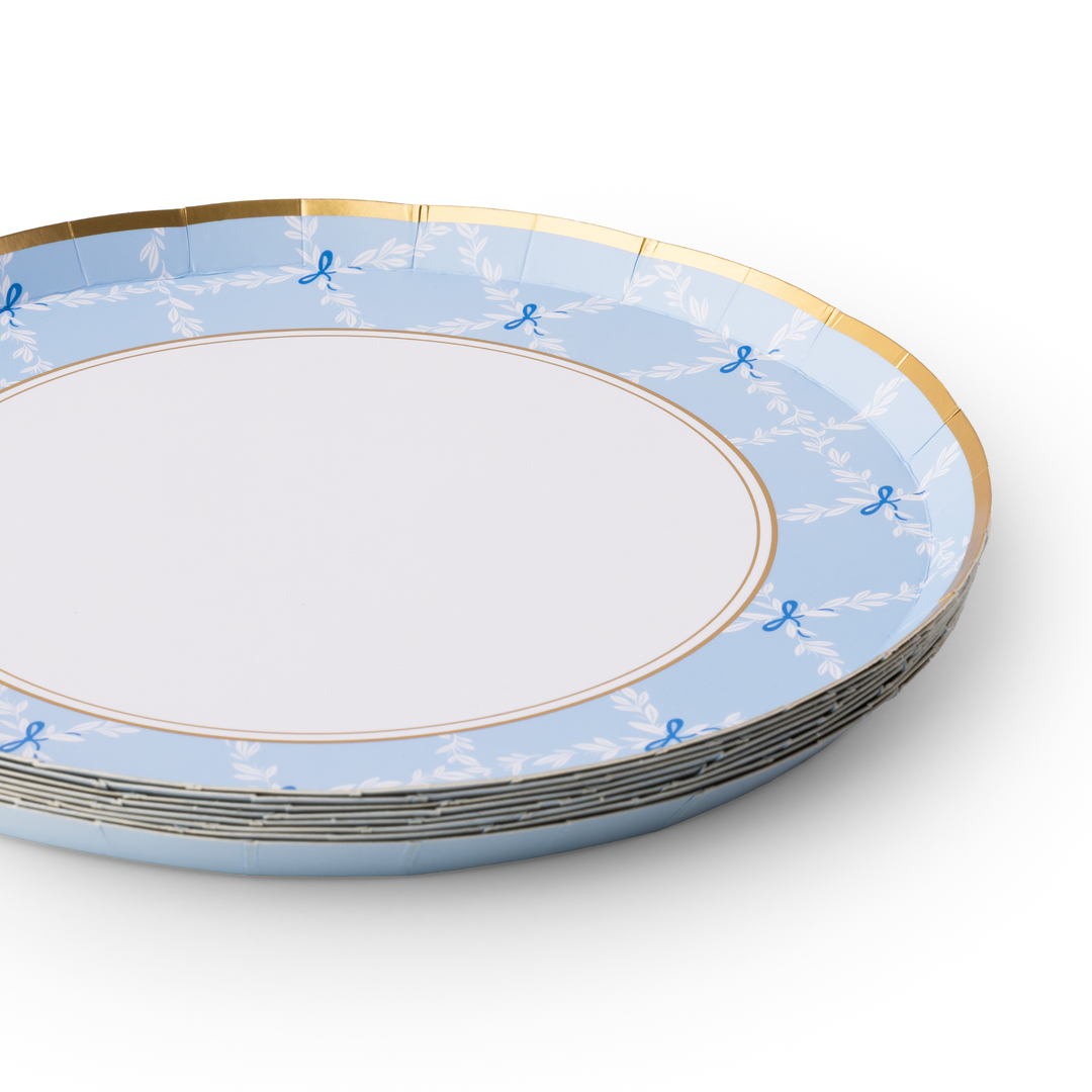 SKY BLUE TRELLIS SMALL PLATES Bonjour Fete Plates SKY BLUE TRELLIS SMALL PLATES Bonjour Fete - Party Supplies