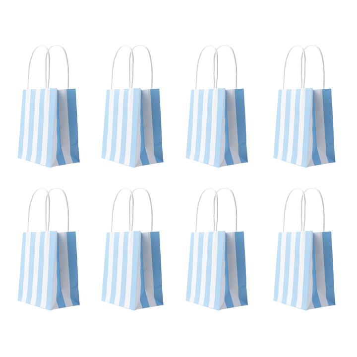 8 blue striped gift bags