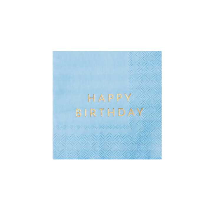 SKY BLUE SIGNATURE HAPPY BIRTHDAY COCKTAIL NAPKINS Bonjour Fete Napkins SKY BLUE SIGNATURE HAPPY BIRTHDAY COCKTAIL NAPKINS Bonjour Fete - Party Supplies
