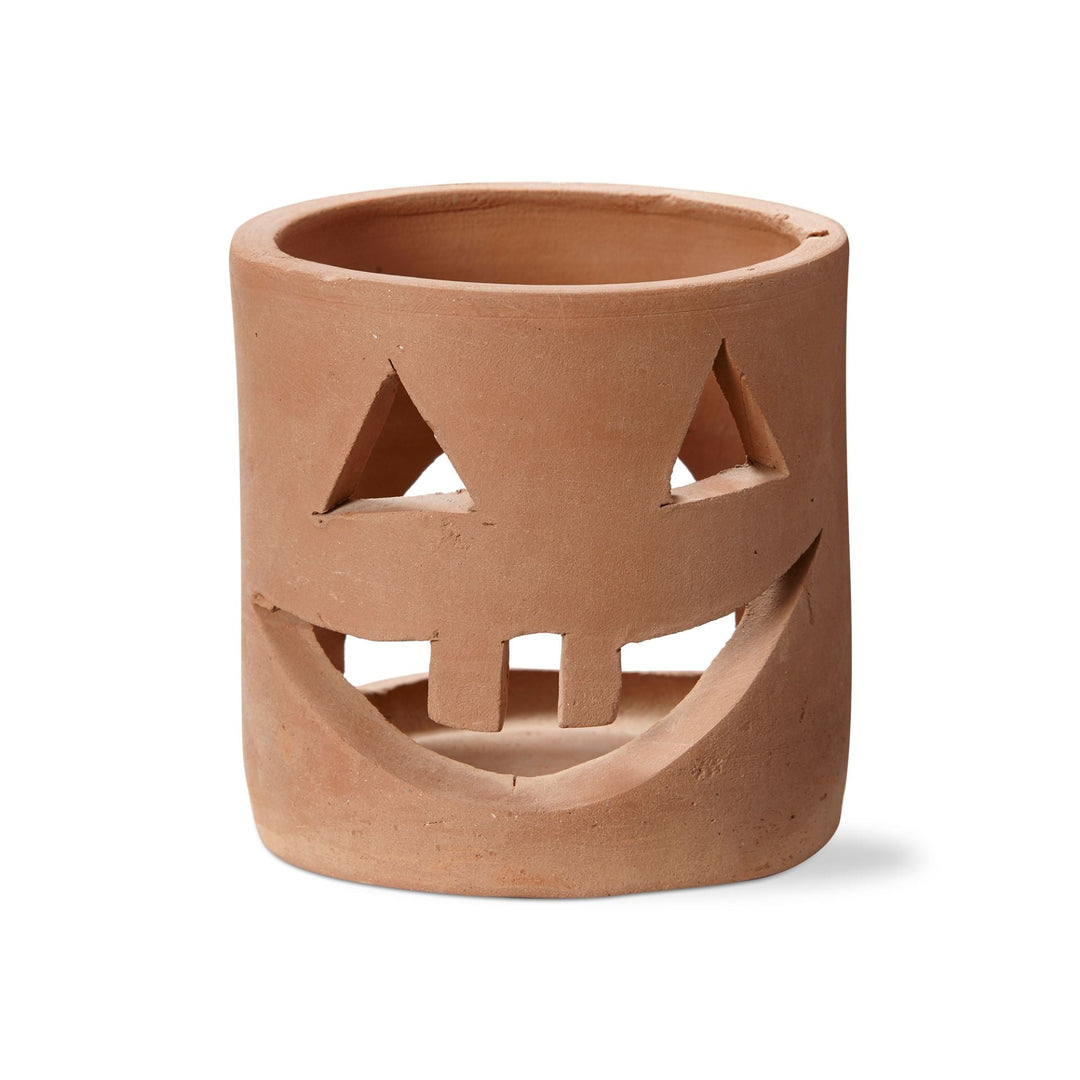 TERRACOTTA JACK-O-LANTERN LUMINARY Tag Halloween Home Decor SMALL CYLINDER Bonjour Fete - Party Supplies