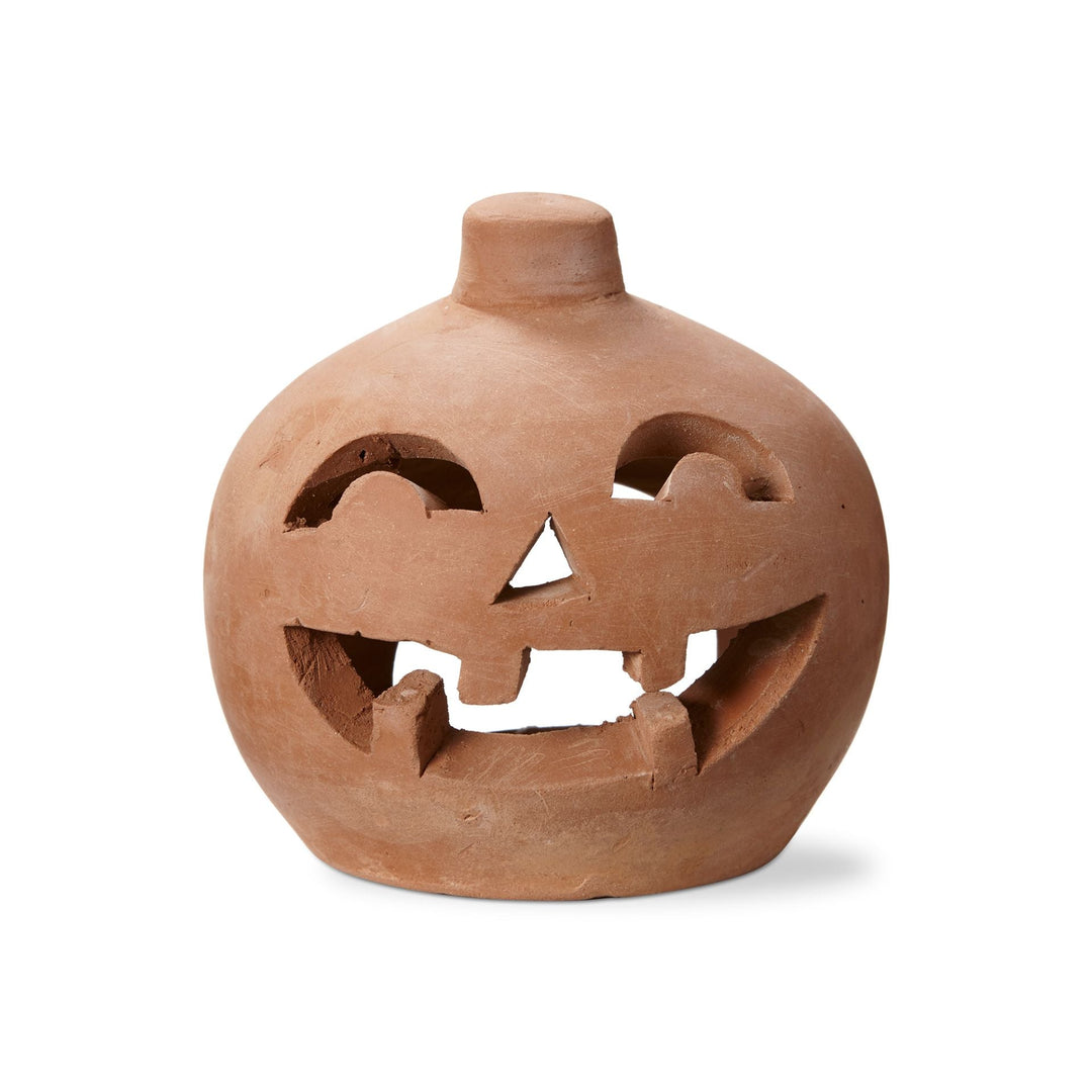 TERRACOTTA JACK-O-LANTERN LUMINARY Tag Halloween Home Decor SMALL PUMPKIN Bonjour Fete - Party Supplies