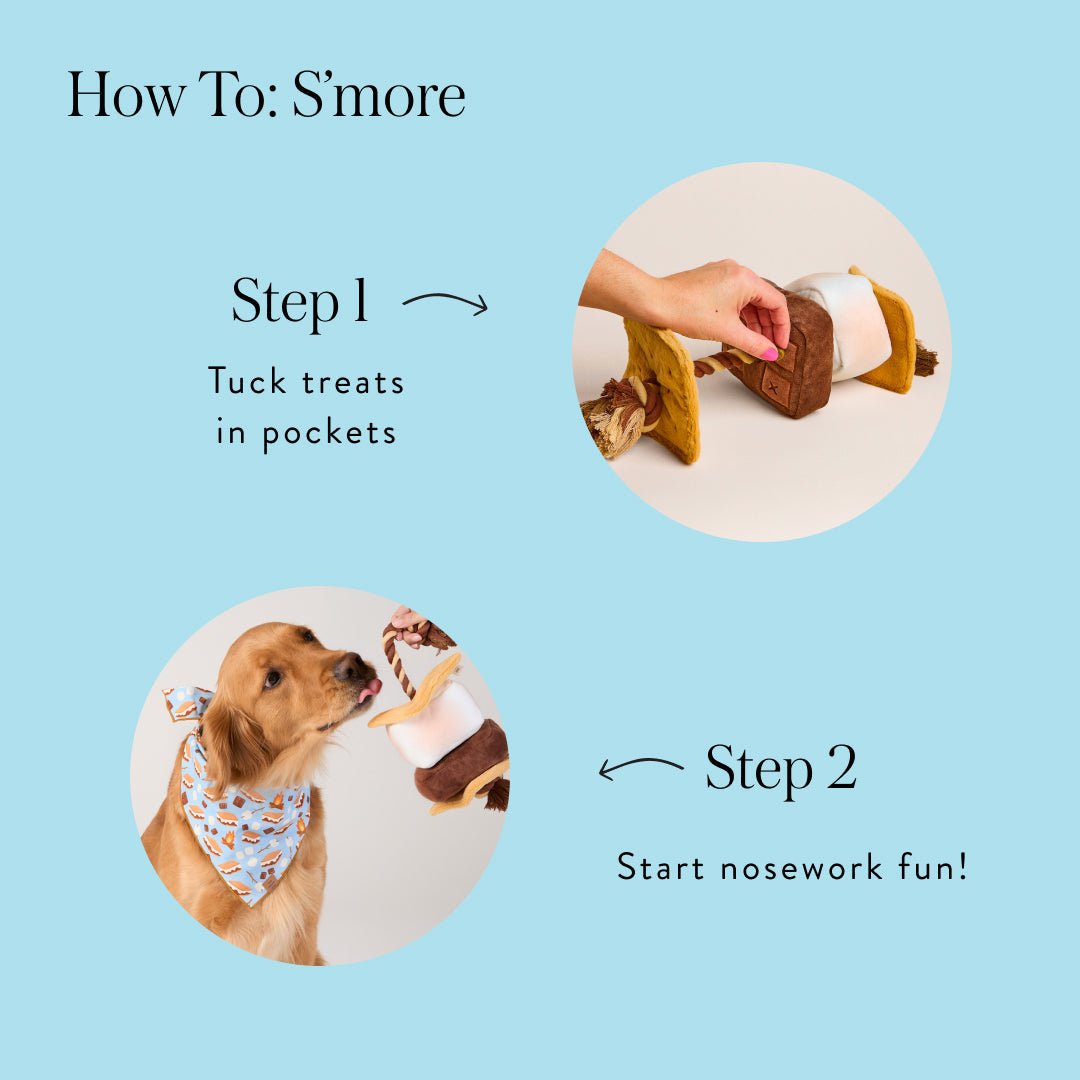 S'more snuffle toy nose work and treat pocket callout