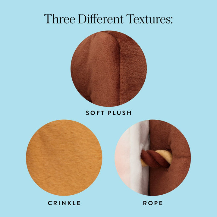 S'more snuffle toy texture and squeaker details callout
