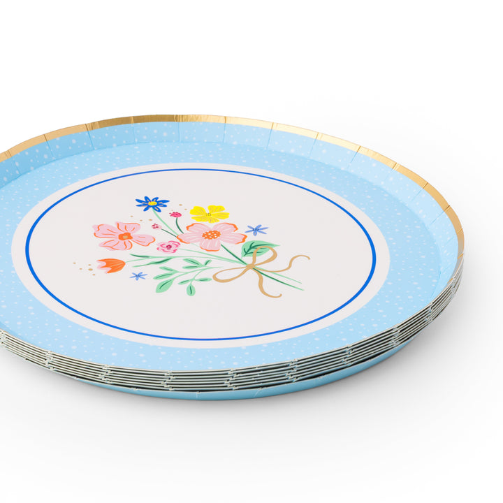 SPRING BOUQUET FLORAL DESSERT PLATES Bonjour Fete Plates SPRING BOUQUET FLORAL DESSERT PLATES Bonjour Fete - Party Supplies