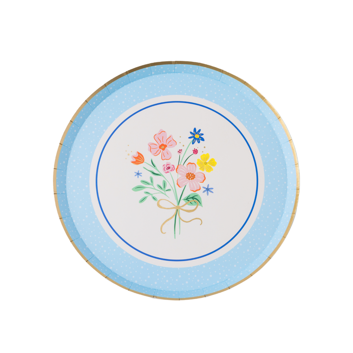 SPRING BOUQUET FLORAL DESSERT PLATES Bonjour Fete Plates SPRING BOUQUET FLORAL DESSERT PLATES Bonjour Fete - Party Supplies