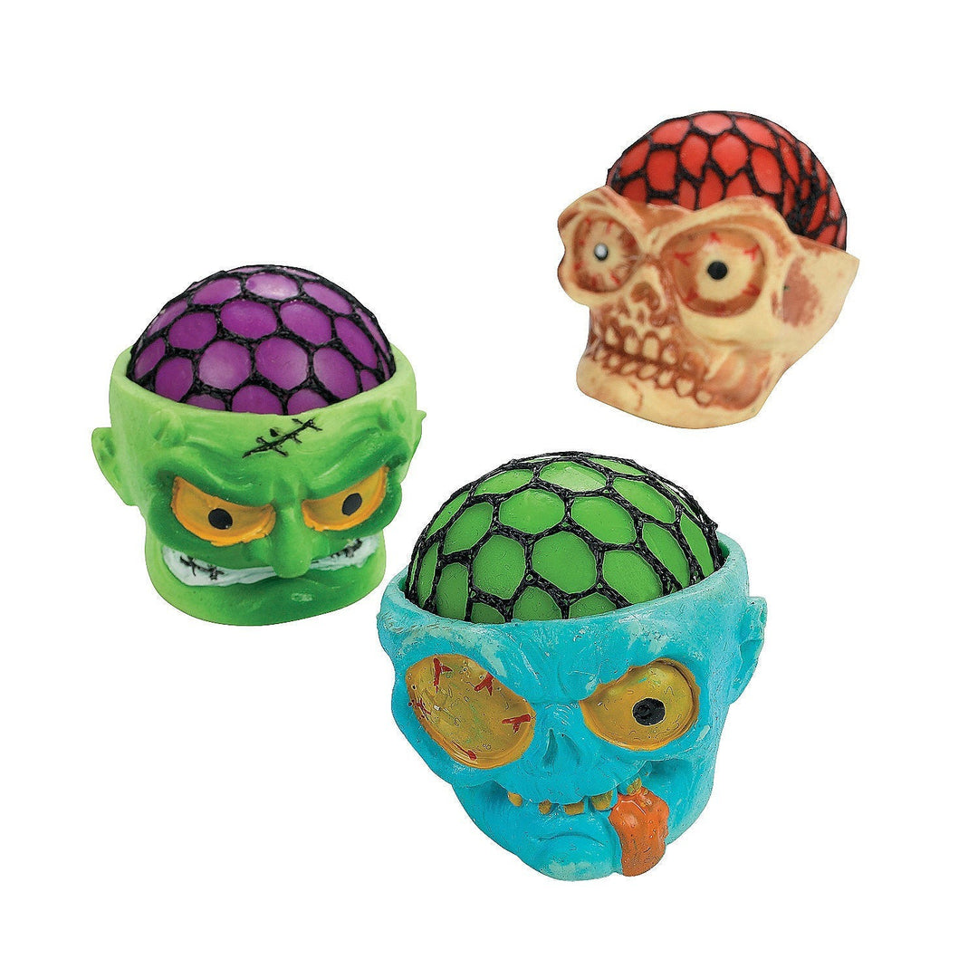 SQUEEZABLE ZOMBIE BRAIN BUSTERS Fun Express Halloween Party Favors Bonjour Fete - Party Supplies