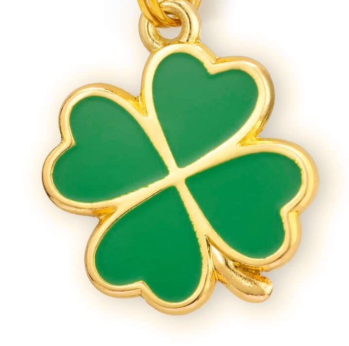 Lucky clover dog collar charm in a gold finish