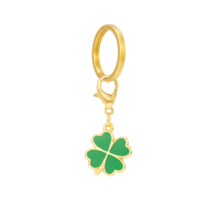 Animated view of the clover dog collar charm