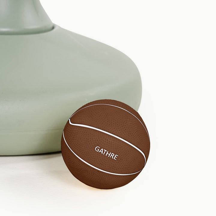 Detail of the palm green base curve with the Gathre basketball tucked against it