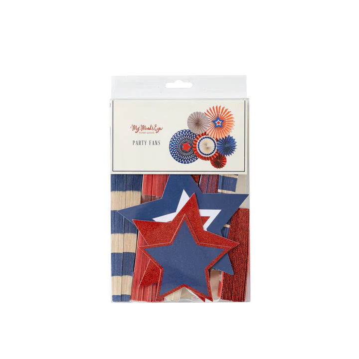STARS & STRIPES PARTY FANS My Mind’s Eye STARS & STRIPES PARTY FANS Bonjour Fete - Party Supplies