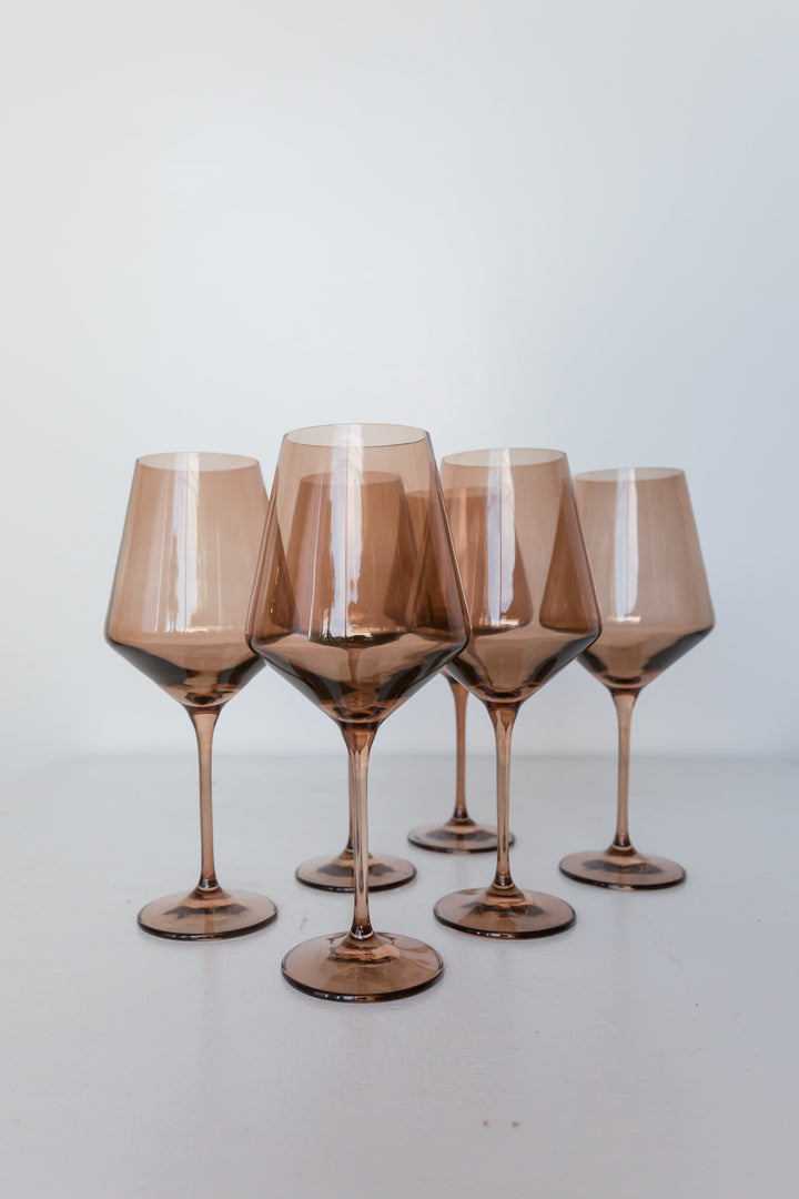 Estelle Colored Wine Stemware - Set of 6 {Mocha Mousse (Our Amber Smoke)}