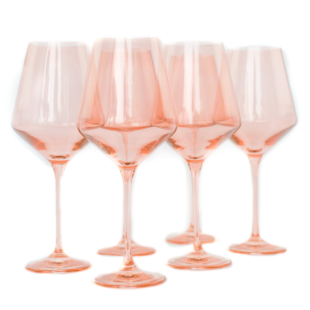 Estelle Colored Wine Stemware - Set of 6 {Blush Pink} Estelle Colored Glass glassware Estelle Colored Wine Stemware - Set of 6 {Blush Pink} Bonjour Fete - Party Supplies